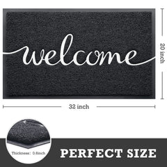 CozyBounty Black Welcome Doormat embossed design close-up