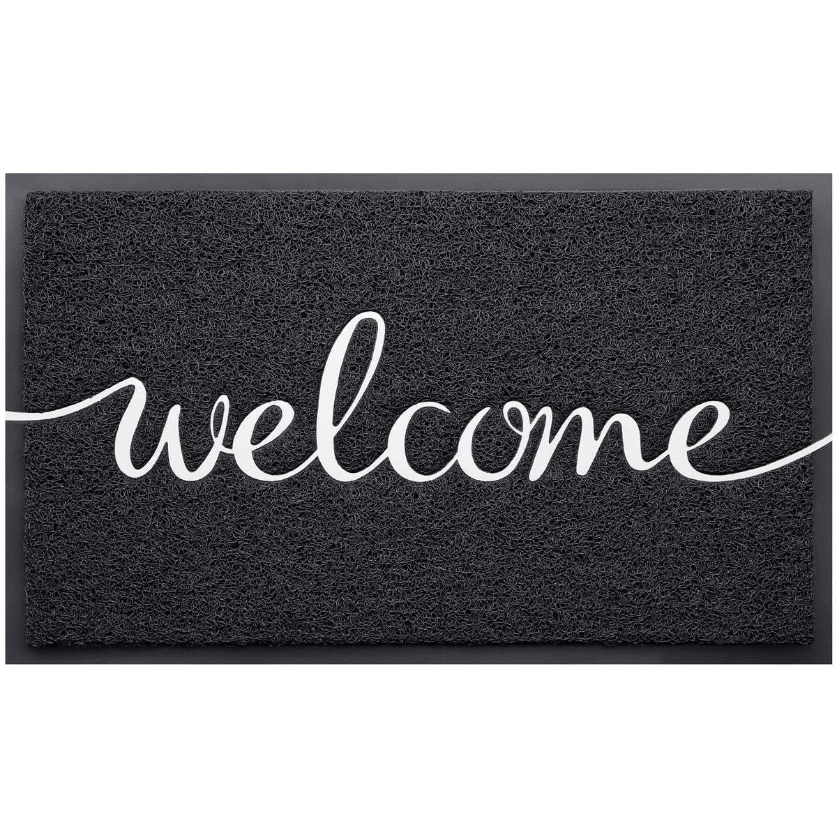 CozyBounty Black Welcome Doormat front view
