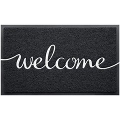 CozyBounty Black Welcome Doormat front view