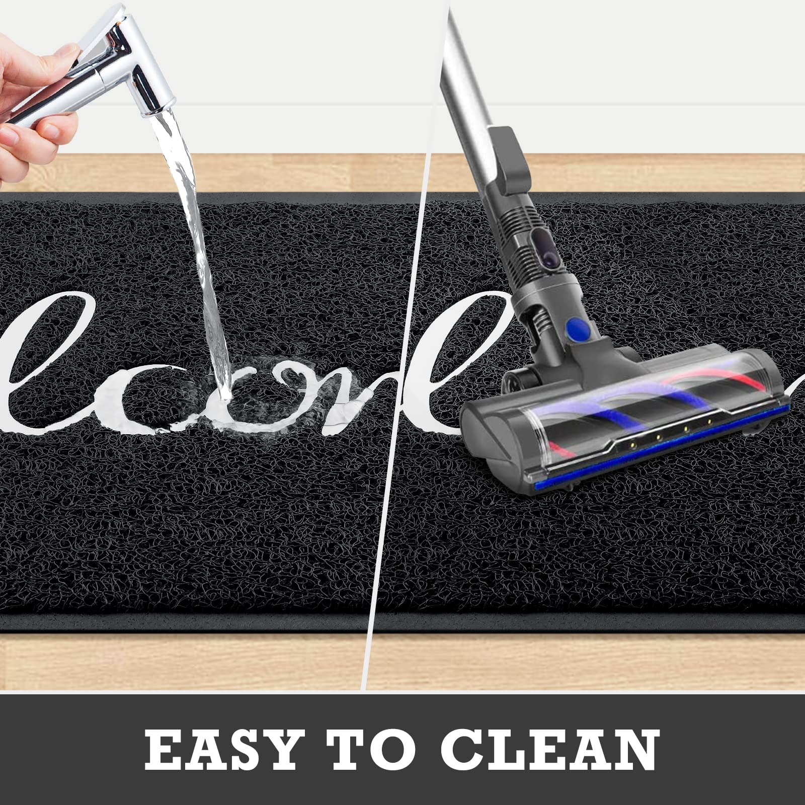 CozyBounty Black Welcome Doormat in entryway