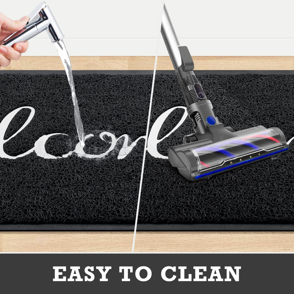 CozyBounty Black Welcome Doormat in entryway