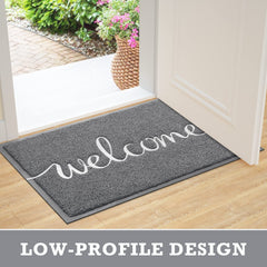 CozyBounty Grey Door Mat cleaning with garden hose