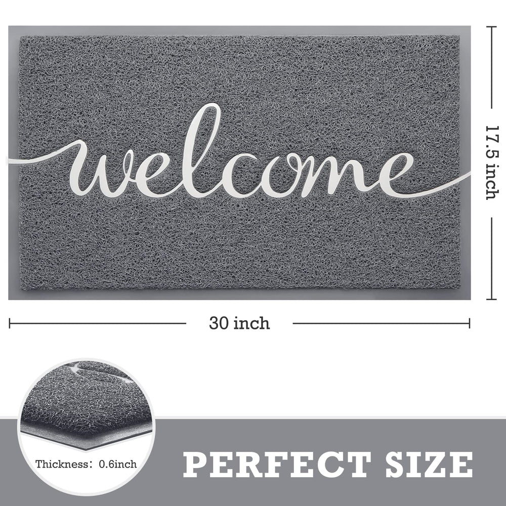 CozyBounty Grey Door Mat in use at an entryway