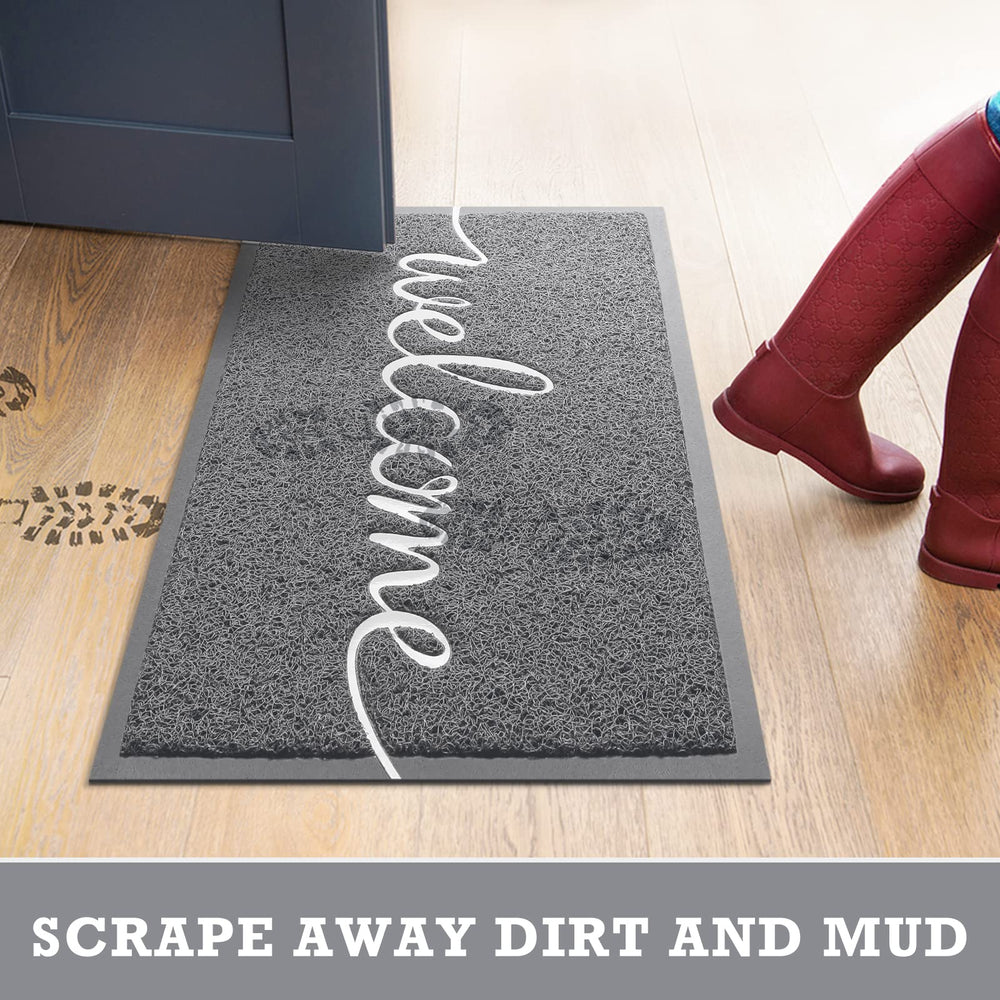 CozyBounty Grey Door Mat with dirt scraped off for cleaning
