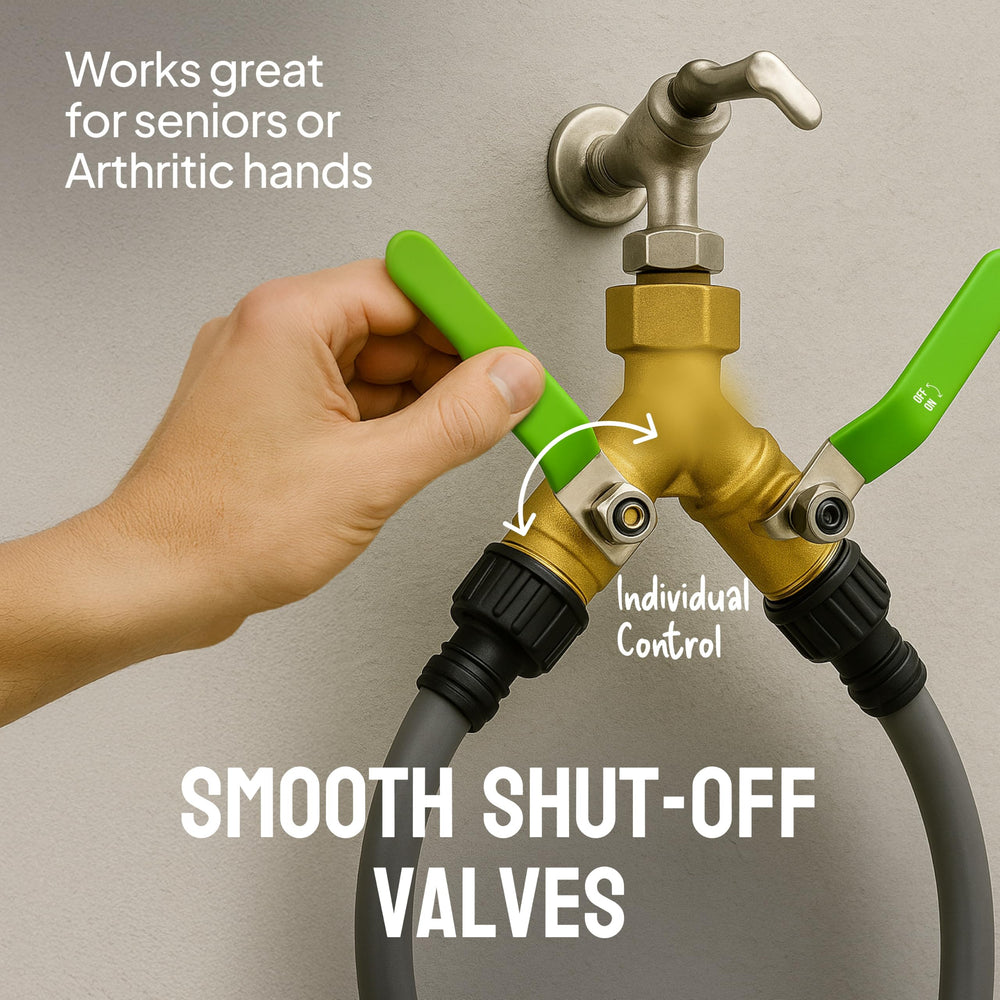 Craft911 2-Way Hose Splitter demonstrating full flow water delivery