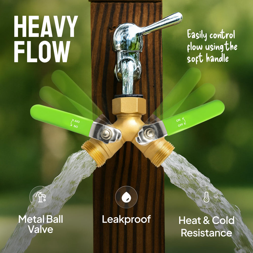 Craft911 2-Way Hose Splitter installed on a garden faucet