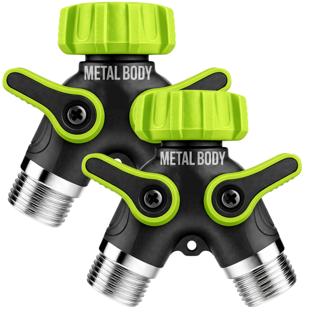 Craft911 Garden Hose Splitter 2 Way front view with metal body