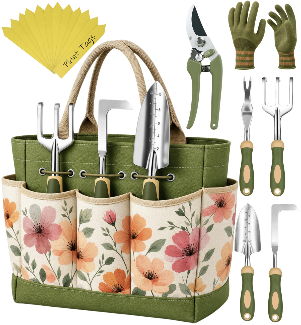 Craft911 gardening tools set including shovel, weeder, and pruner in floral design