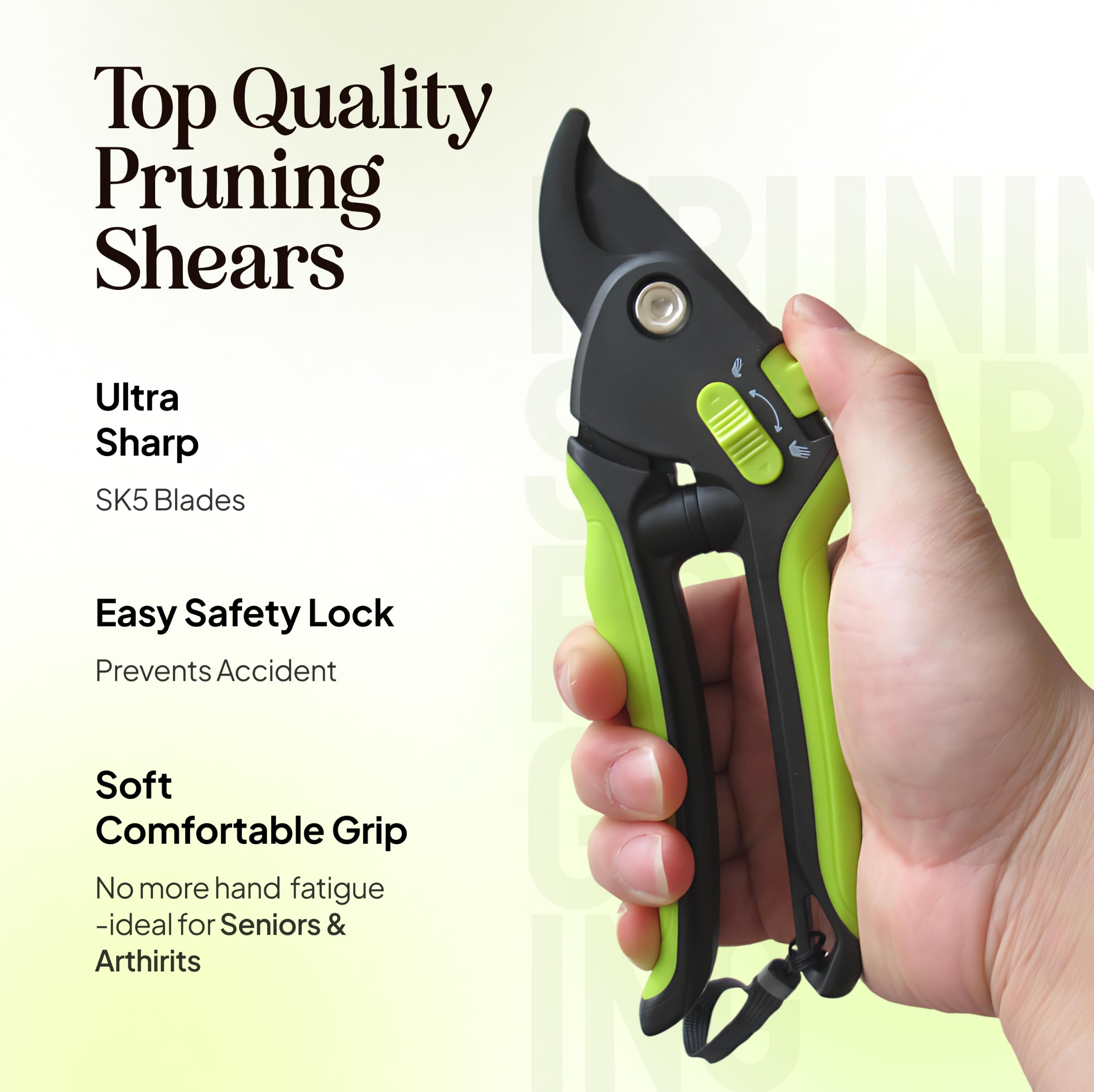 Craft911 pruning shears side view with ergonomic handle