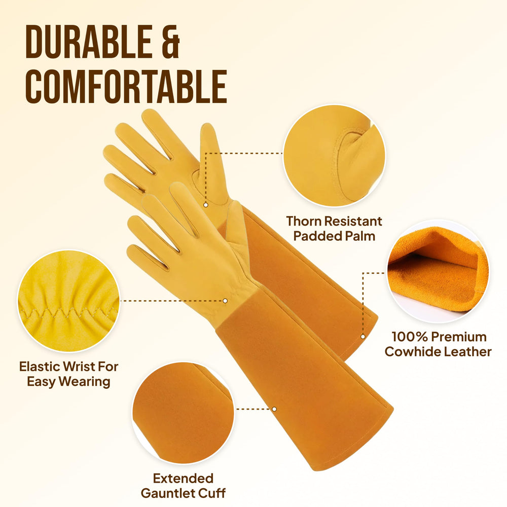 Craft911 Thorn Proof Gardening Gloves side view showing gauntlet cuff