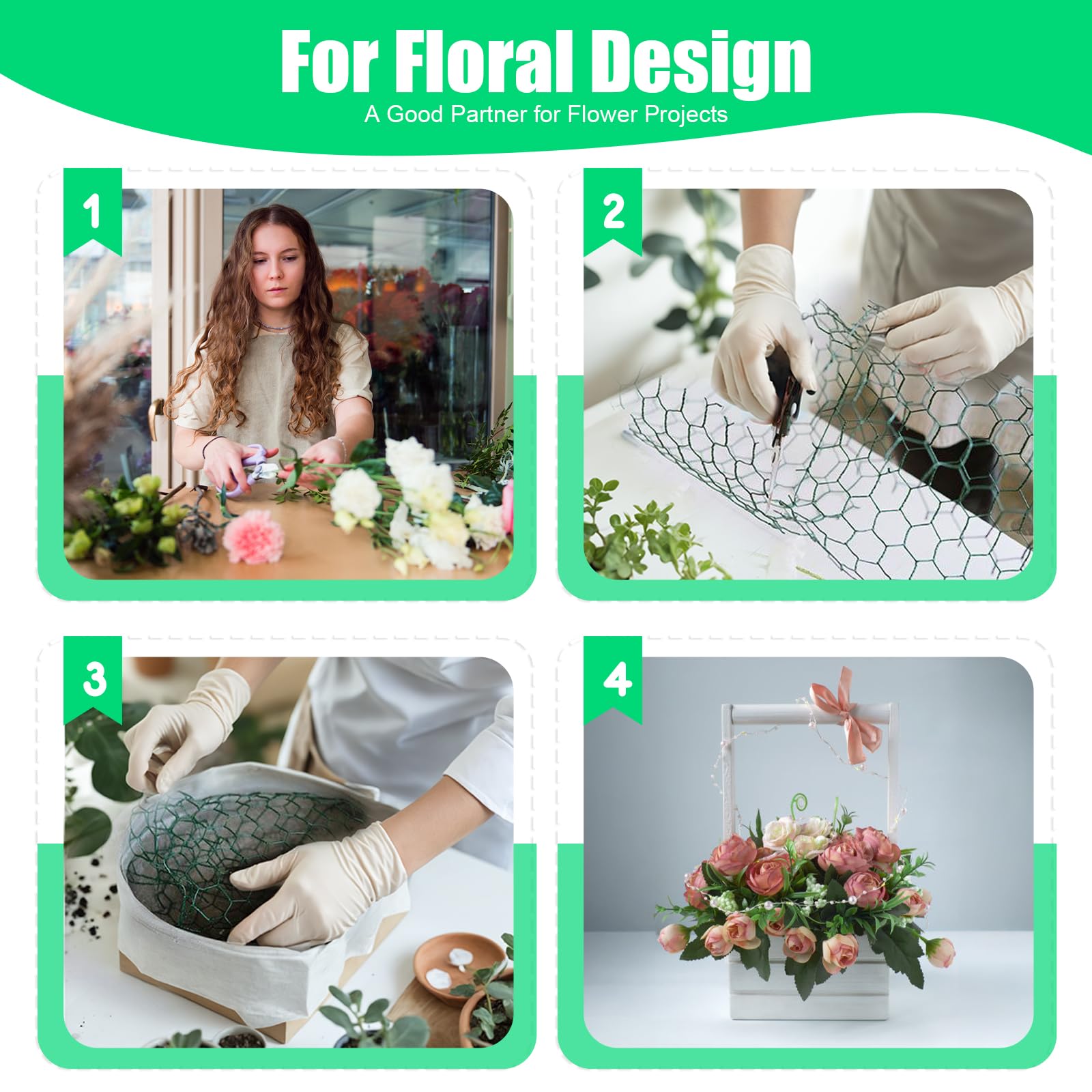 Crafts made with HANWRAPS chicken wire for floral arrangements