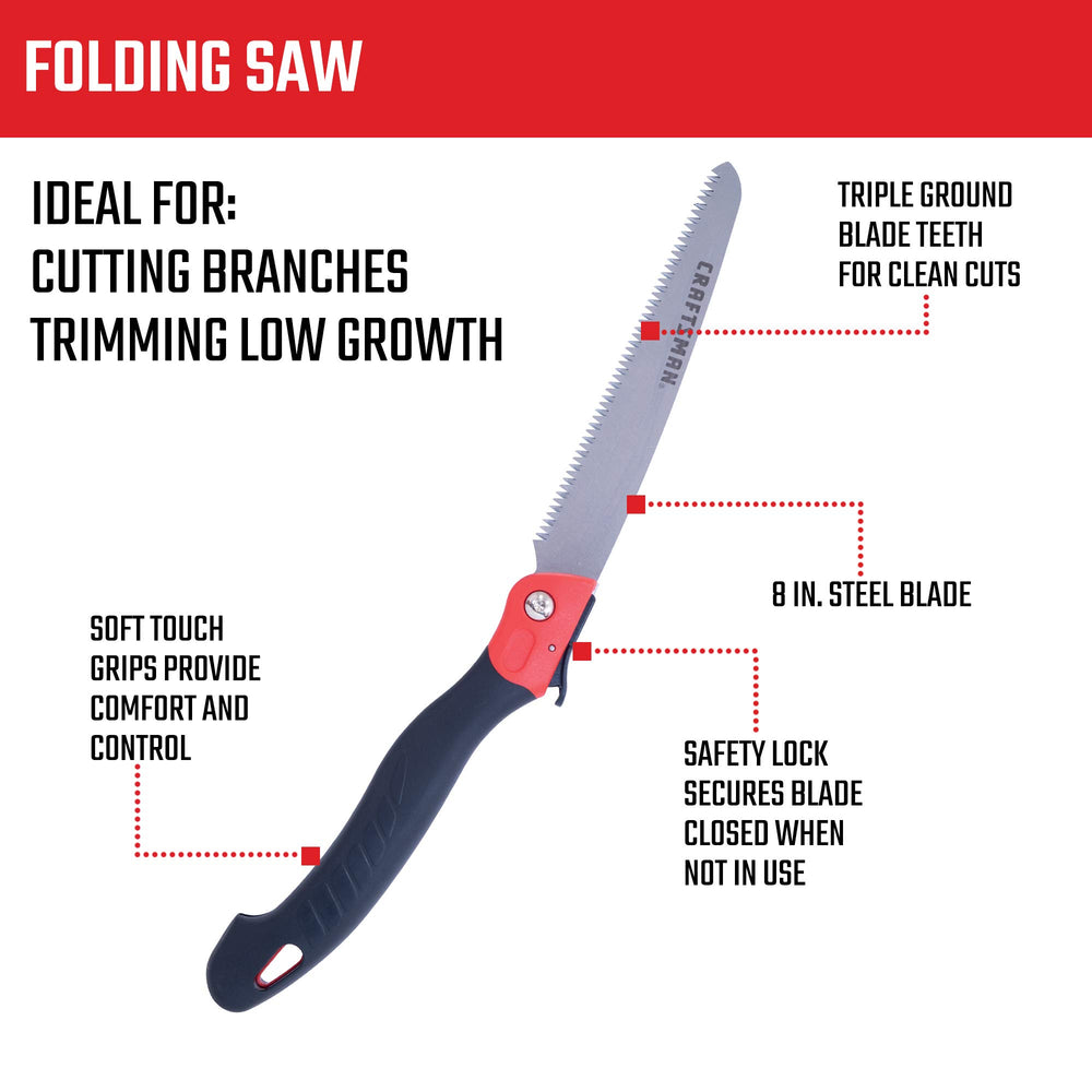 CRAFTSMAN Folding Pruning Saw with triple-ground teeth