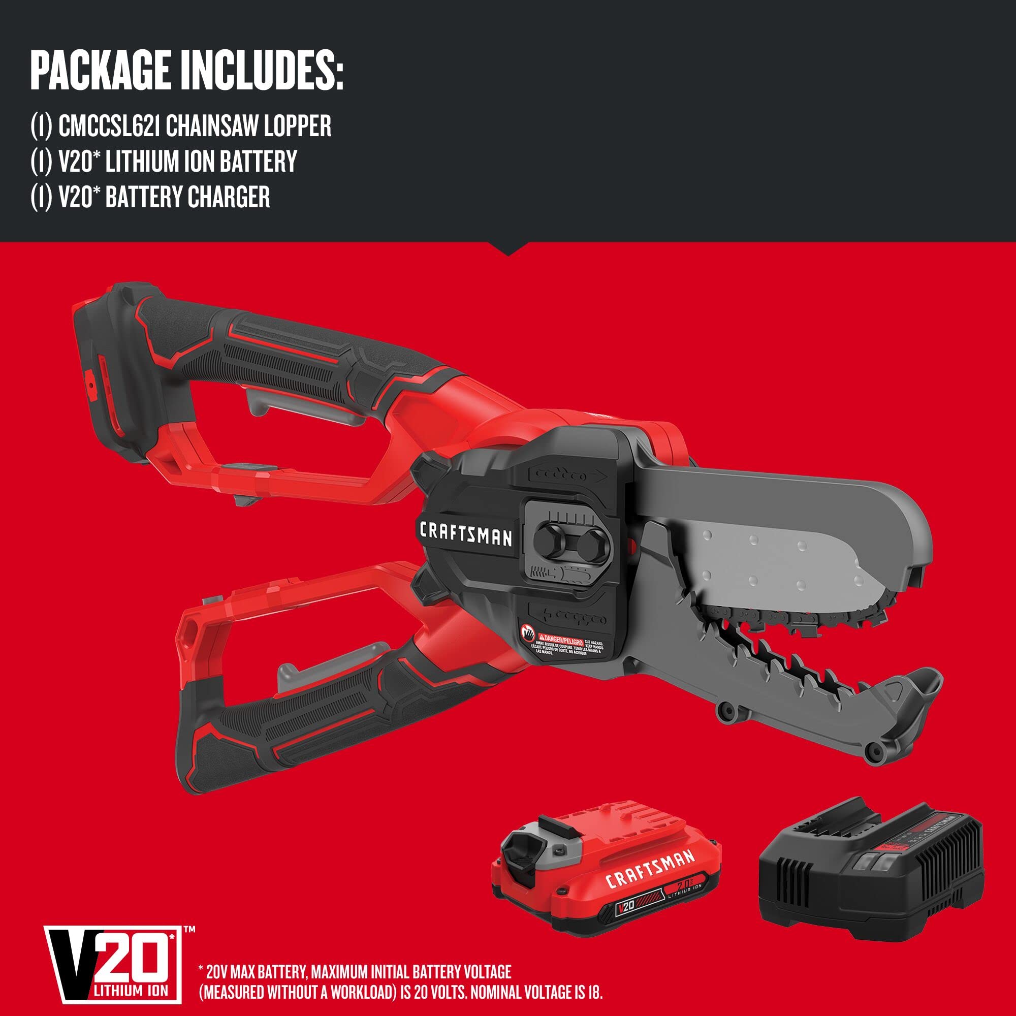 CRAFTSMAN V20 Cordless Lopper side view showing clamping jaws