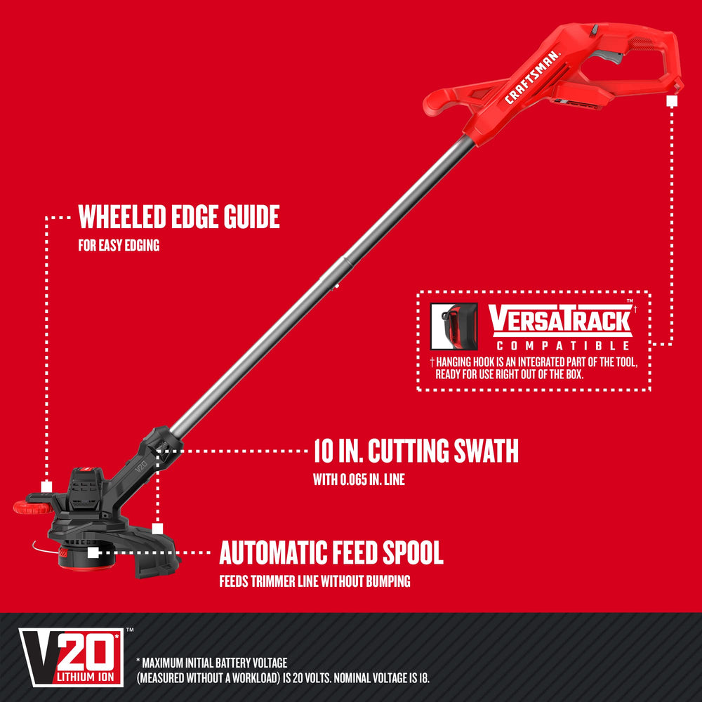 CRAFTSMAN WEEDWACKER V20 red colour close-up