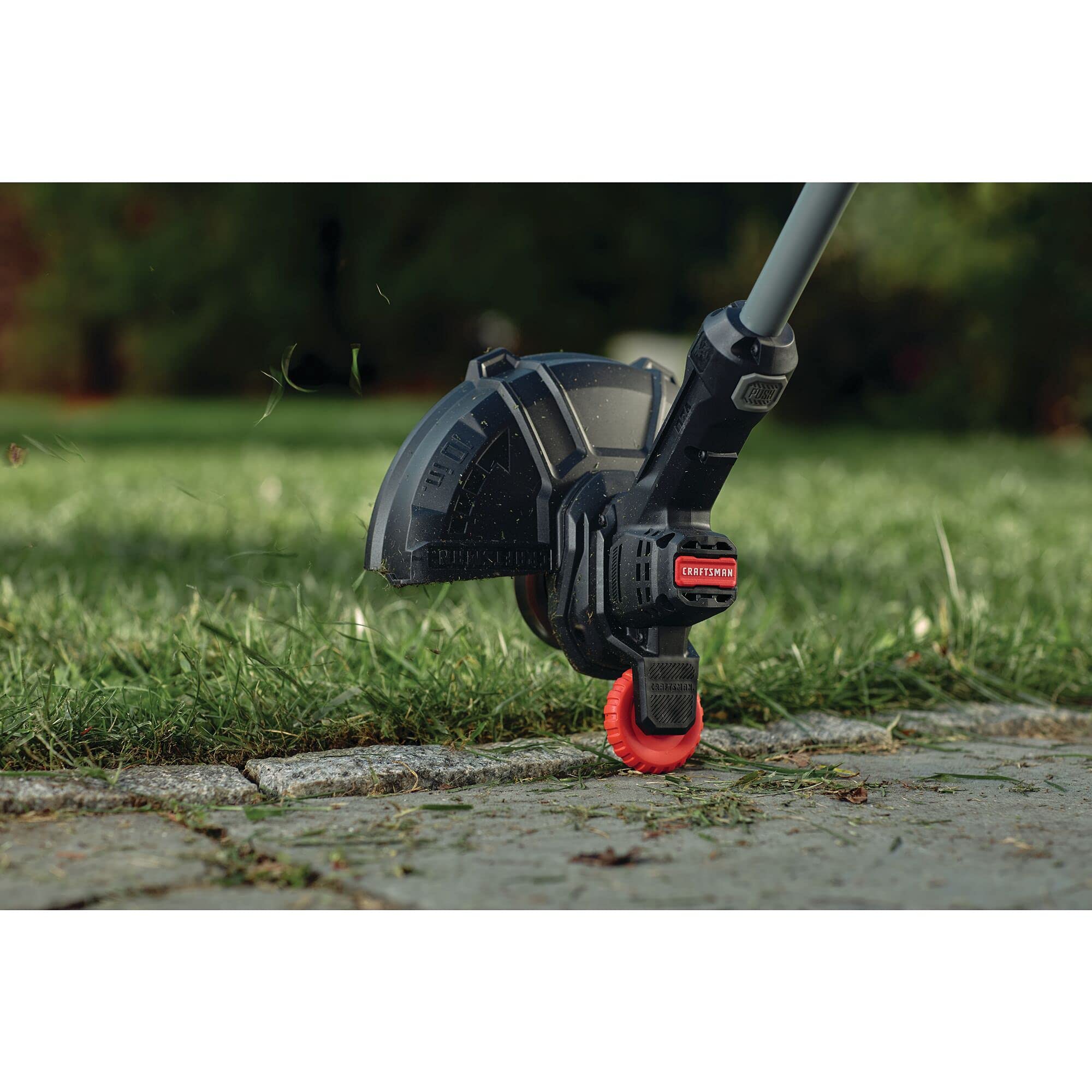 CRAFTSMAN WEEDWACKER V20 side view showing cutting swath