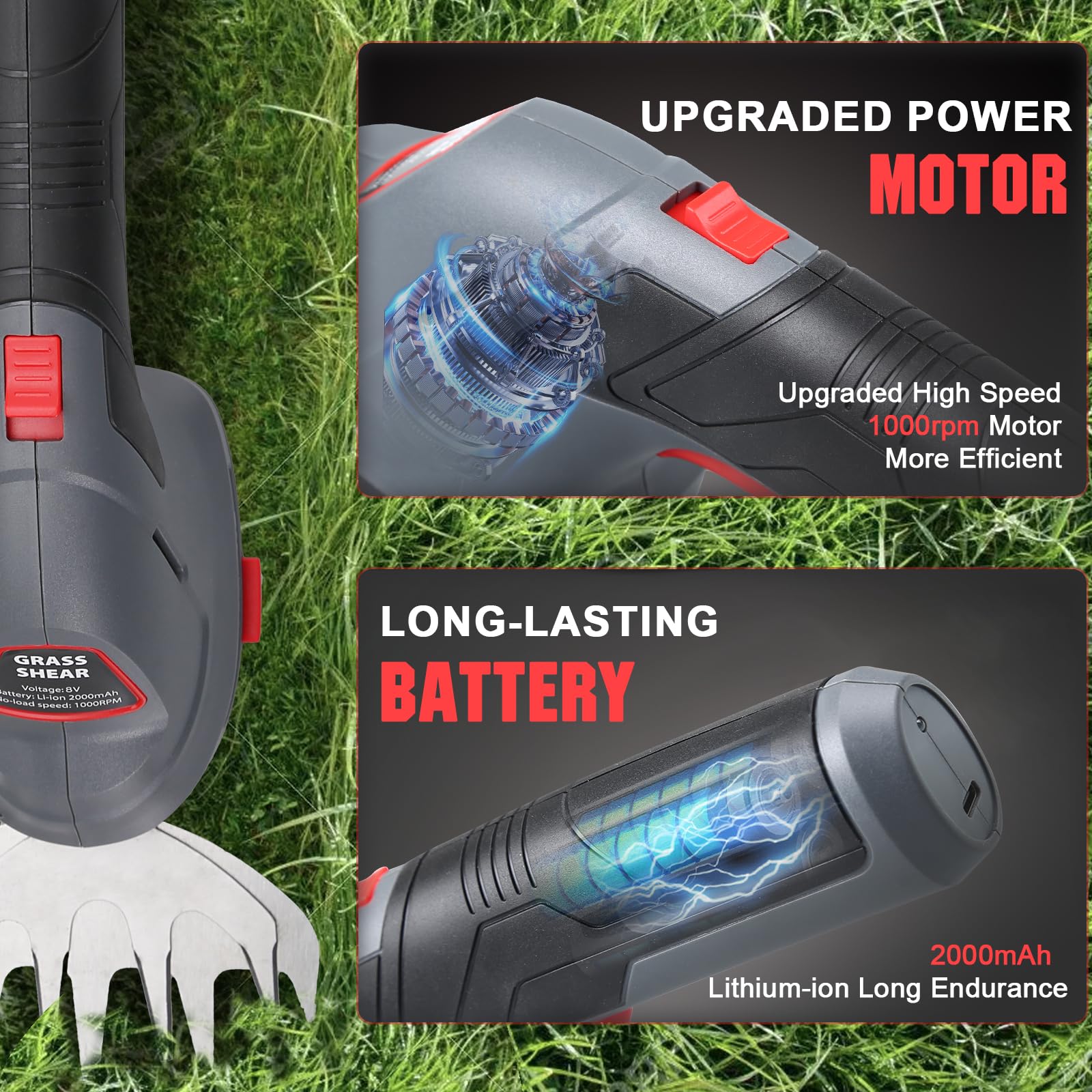 CRAFTZONE Cordless Grass Shear with Type-C charging cable