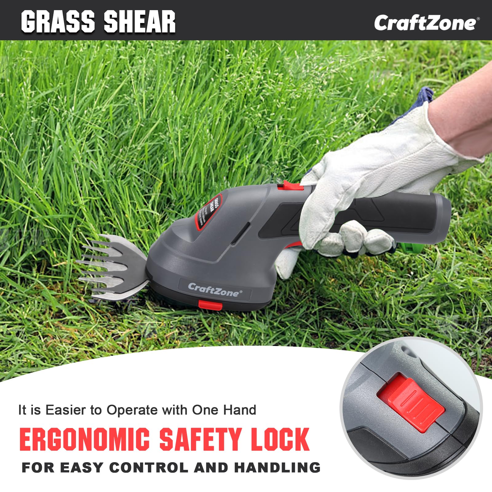 CRAFTZONE Grass Shear in use on garden bushes