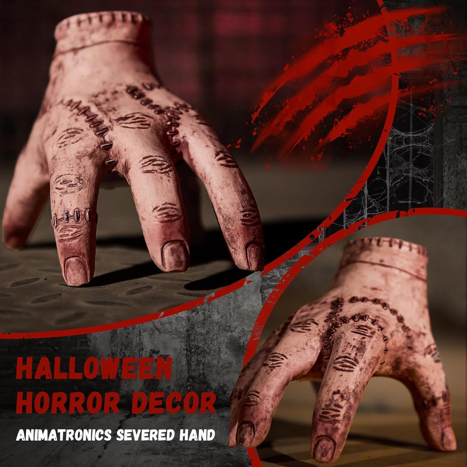 Crawling Zombie Hand with eerie sound activation demonstrated