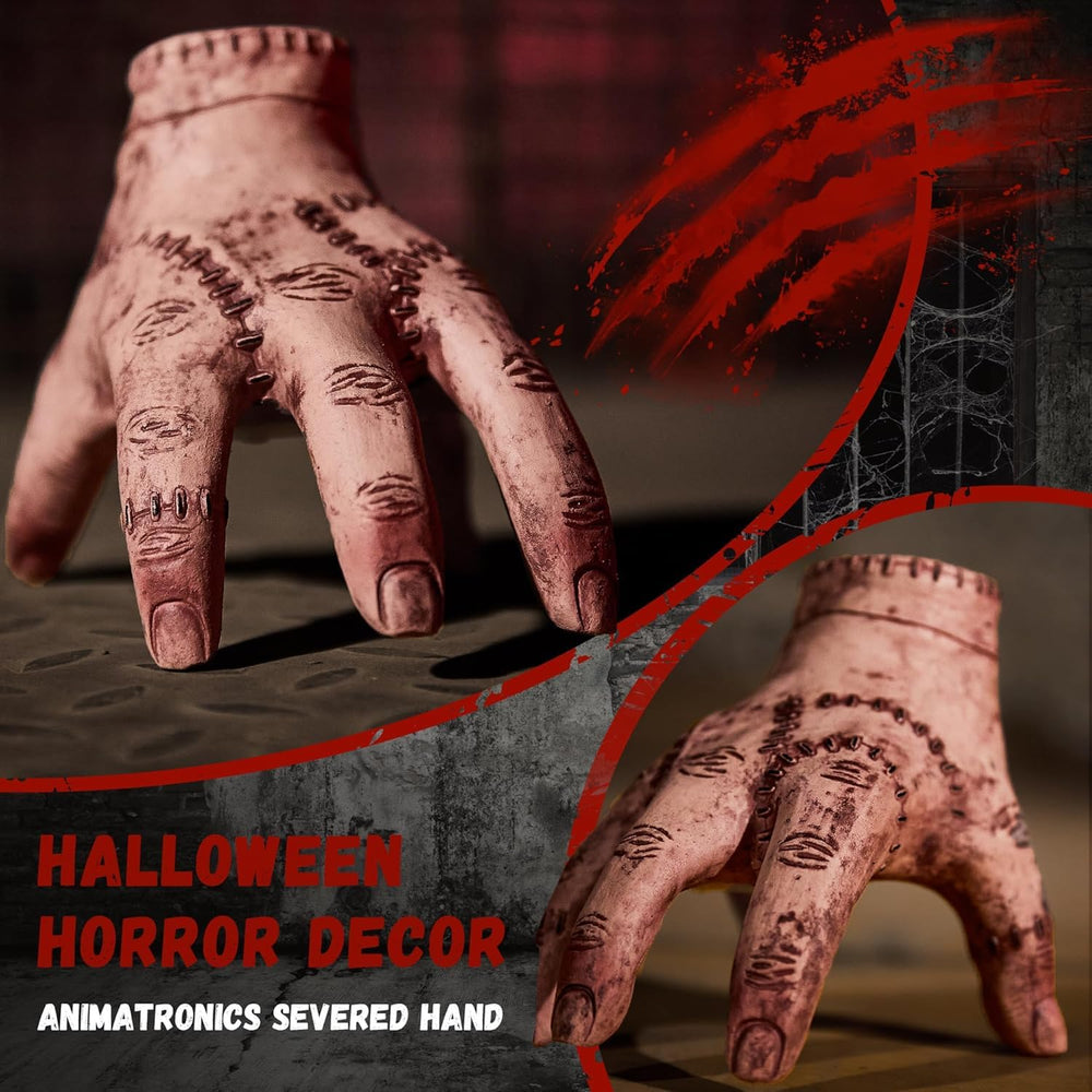 Crawling Zombie Hand with eerie sound activation demonstrated