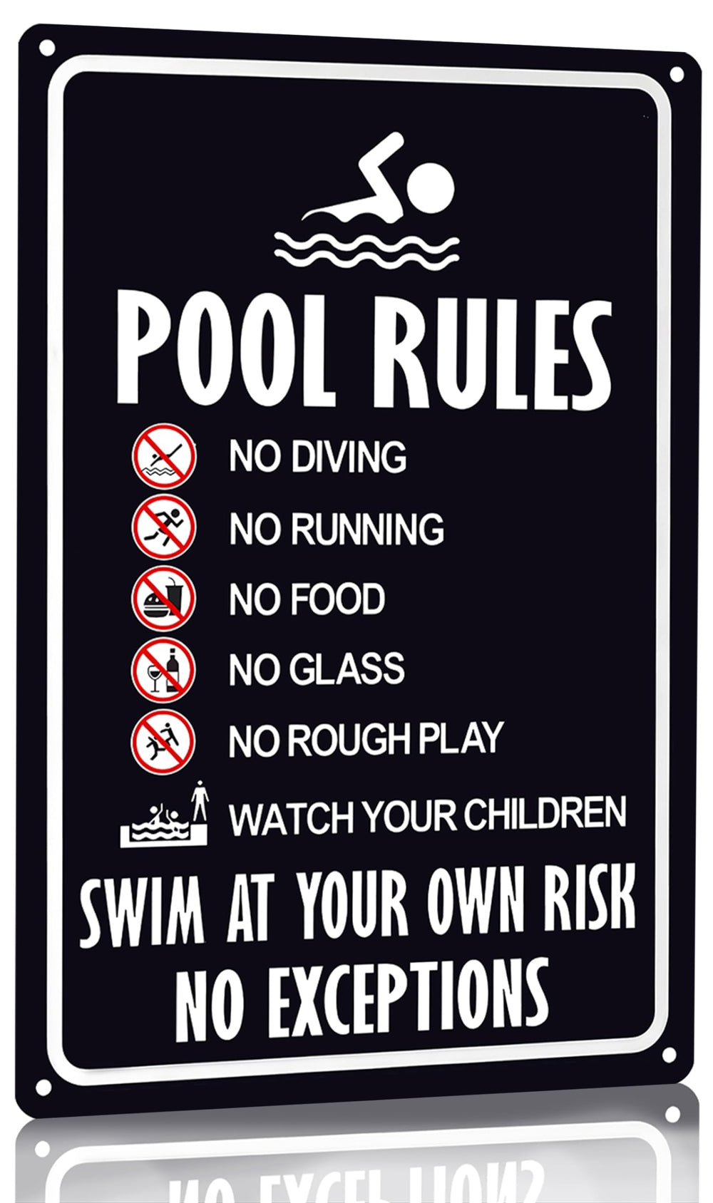 CrazySign vintage tin pool rules sign front view 8x12 inches