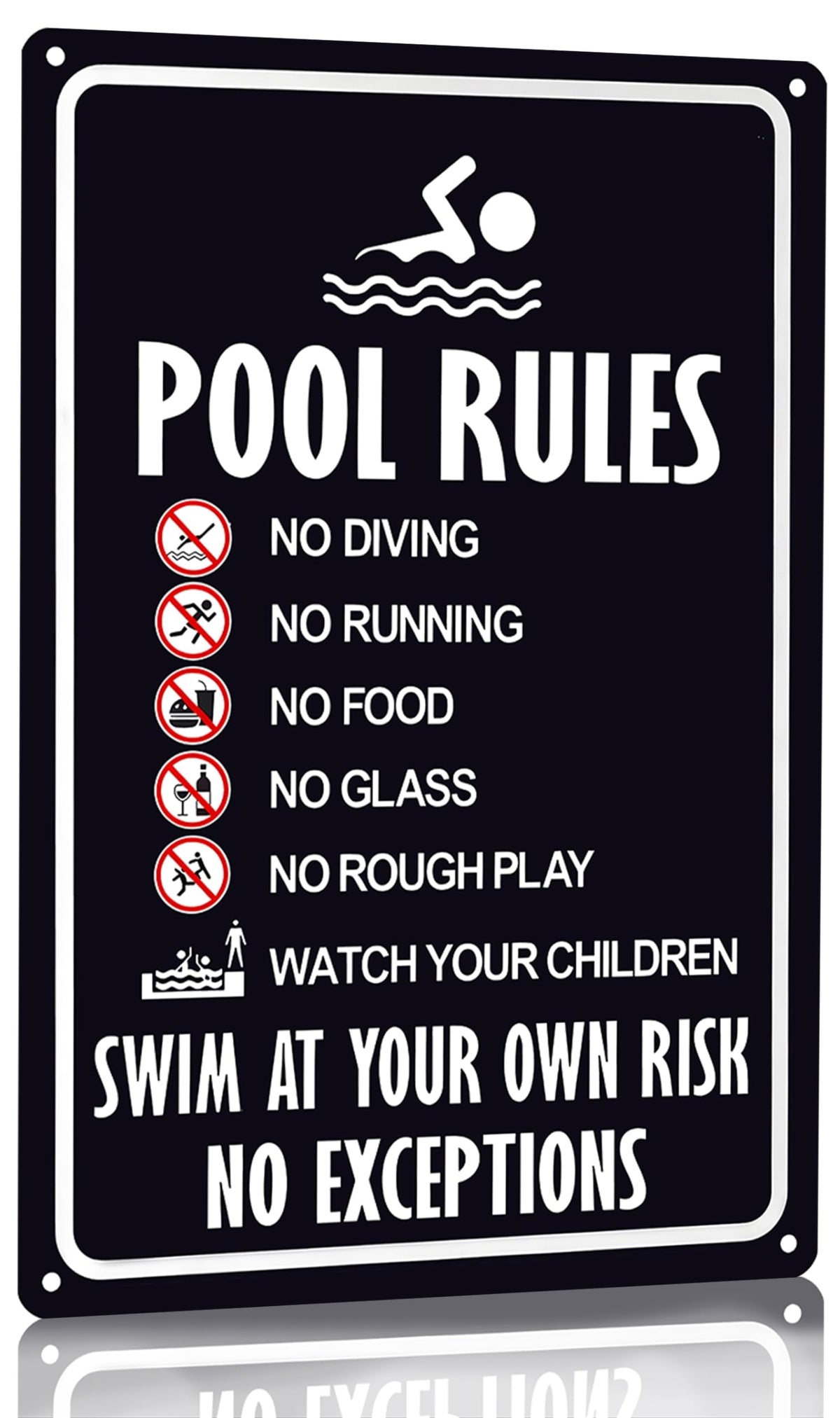 CrazySign vintage tin pool rules sign front view 8x12 inches