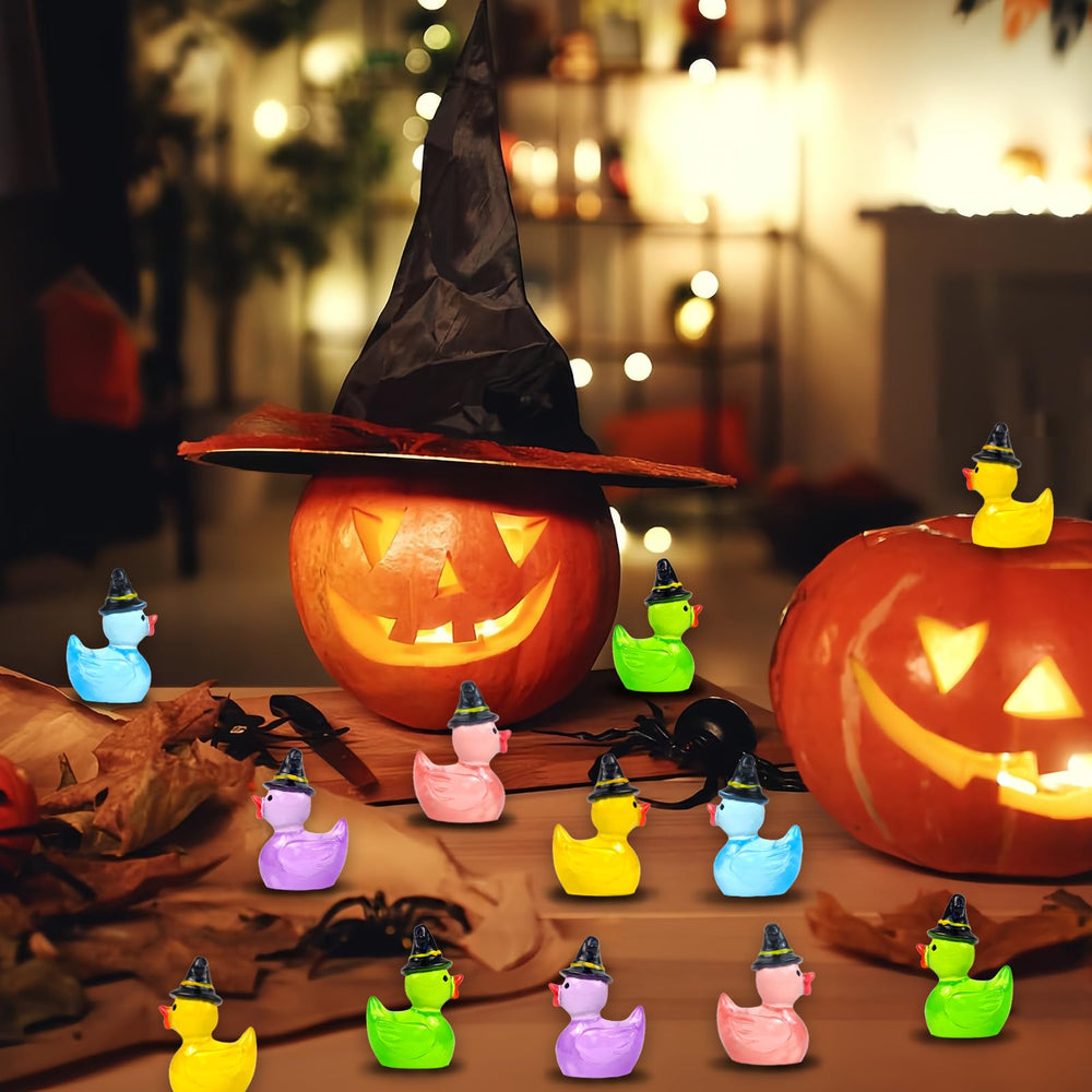 Creative arrangement of mini ducks for Halloween party