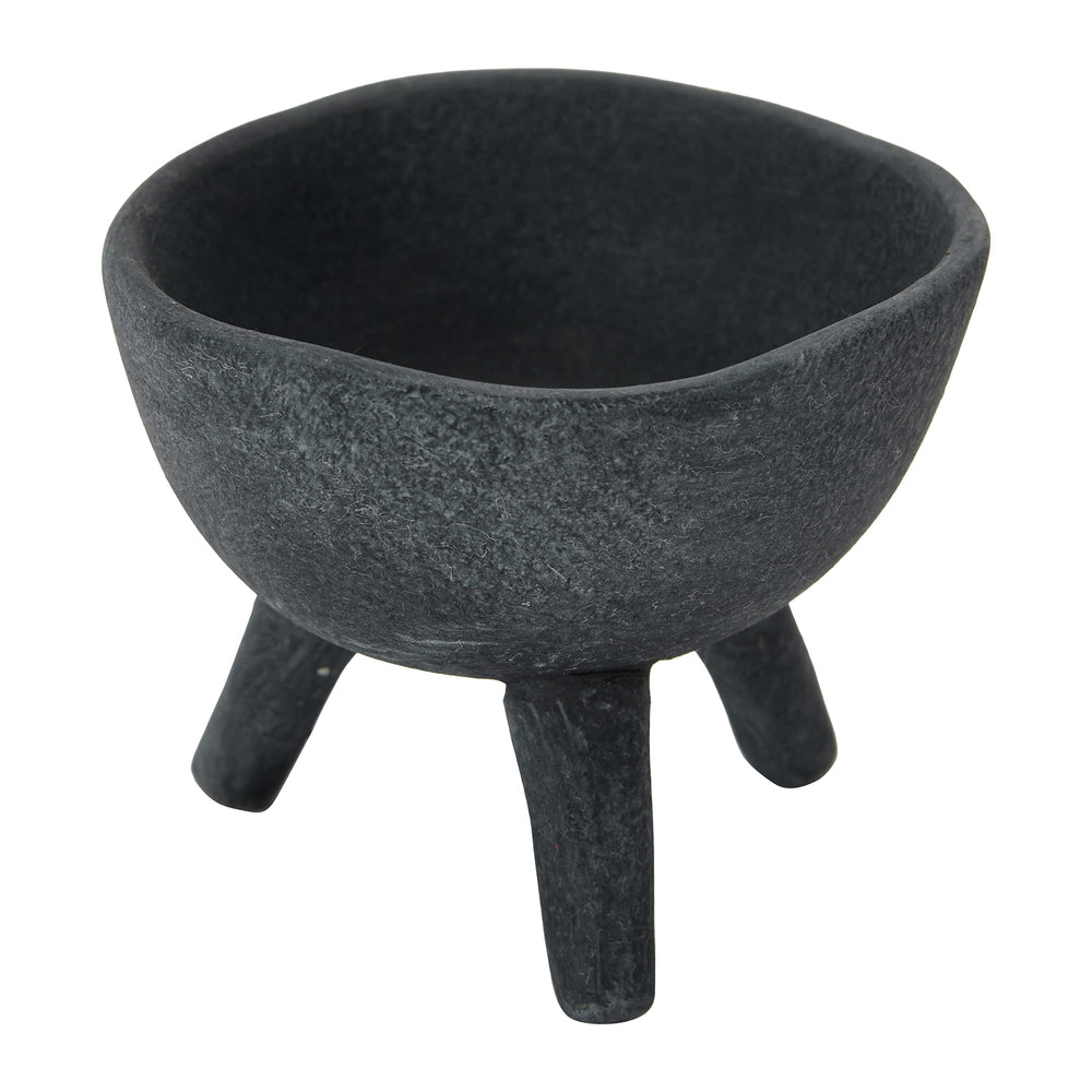 Creative Co-Op terracotta footed planter front view in slate grey