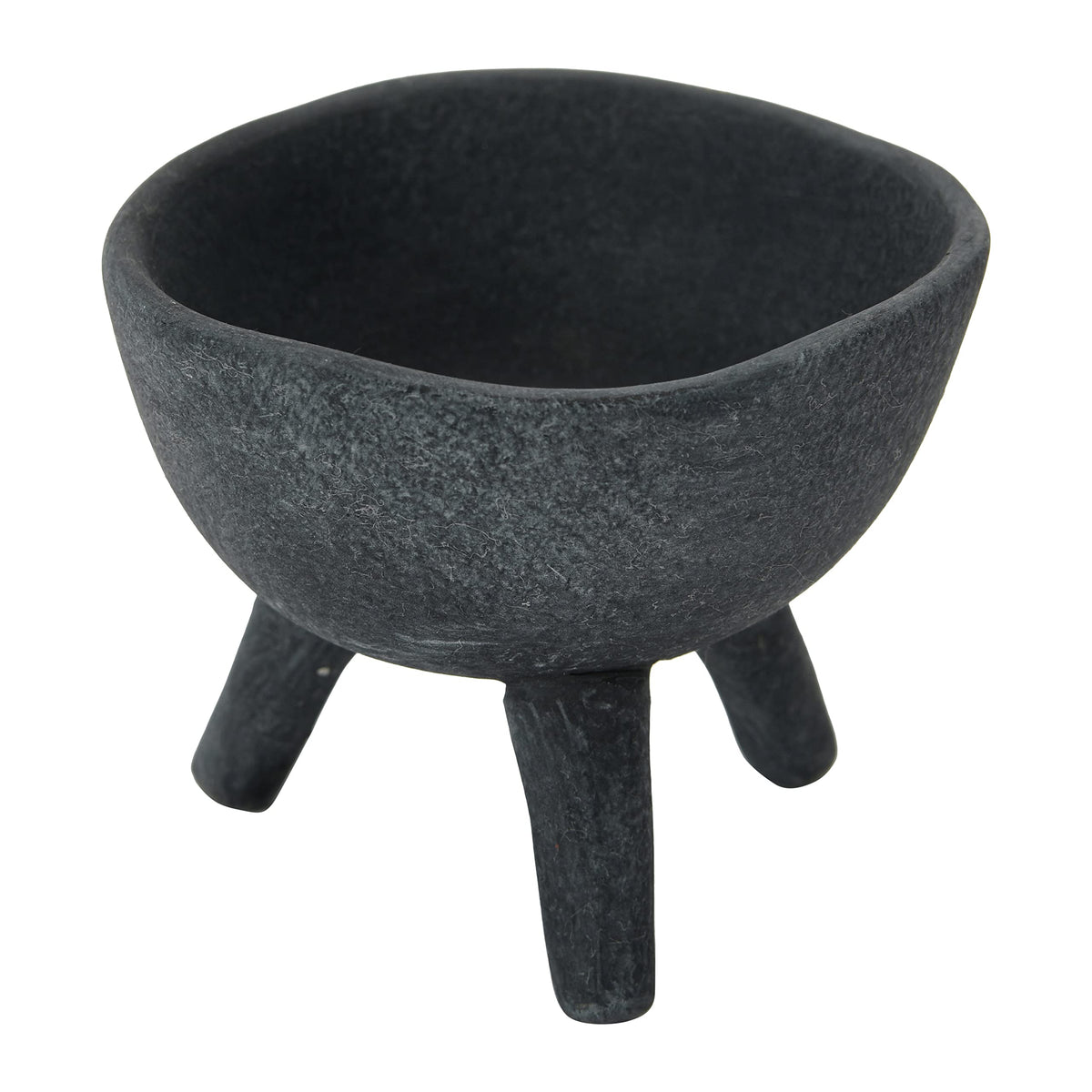 Creative Co-Op terracotta footed planter front view in slate grey