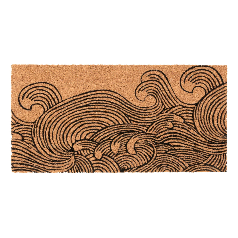 Creative Co-Op Wave Print Coir Doormat close-up of coir material