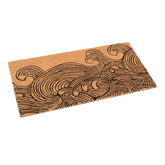 Creative Co-Op Wave Print Coir Doormat front view showing waves design