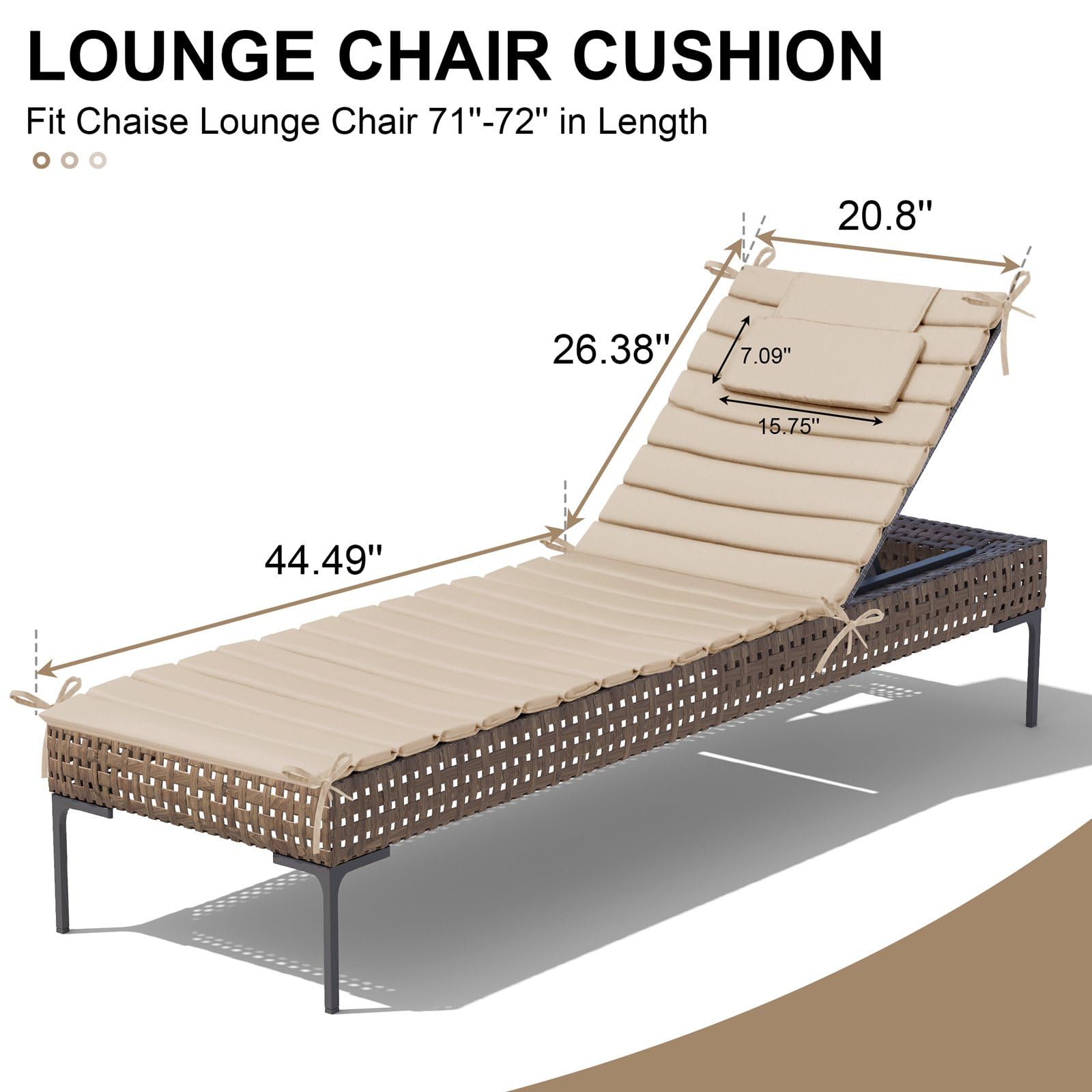 Crestlive chaise lounge cushion with headrest detail