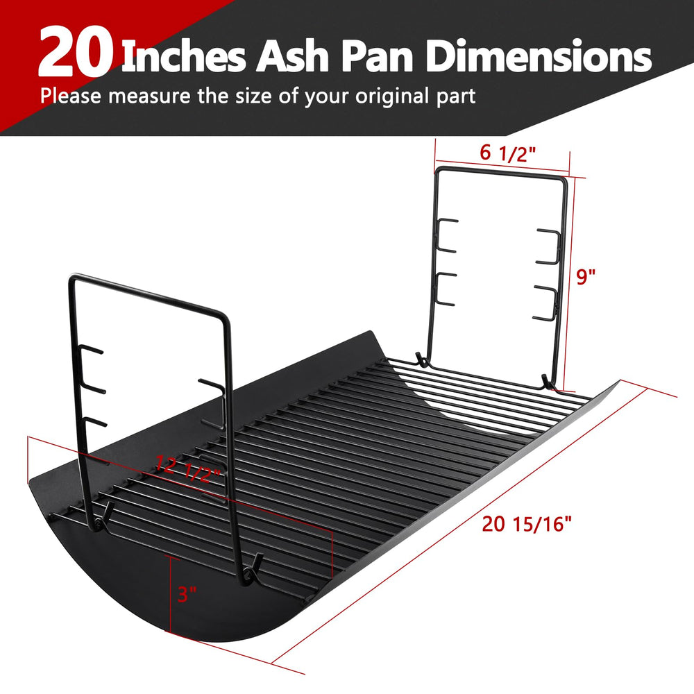 Criditpid 20 Inch Ash Pan side view showing handle hooks