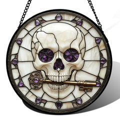 CRISGIF Gothic Halloween Stained Glass Window Hanging front view