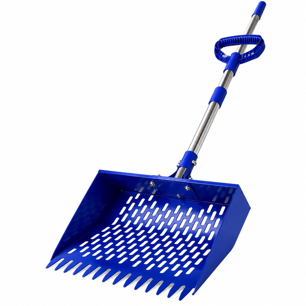 CRITTER FAVS Chicken Poop Scooper side view with 74" adjustable handle