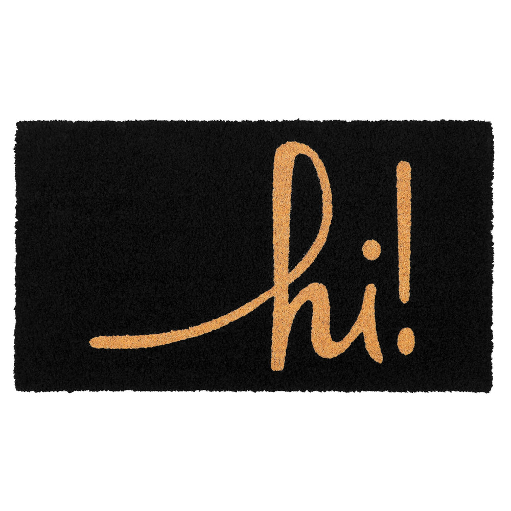 Croft&Cane Black Coir Doormat front view with natural coir lettering