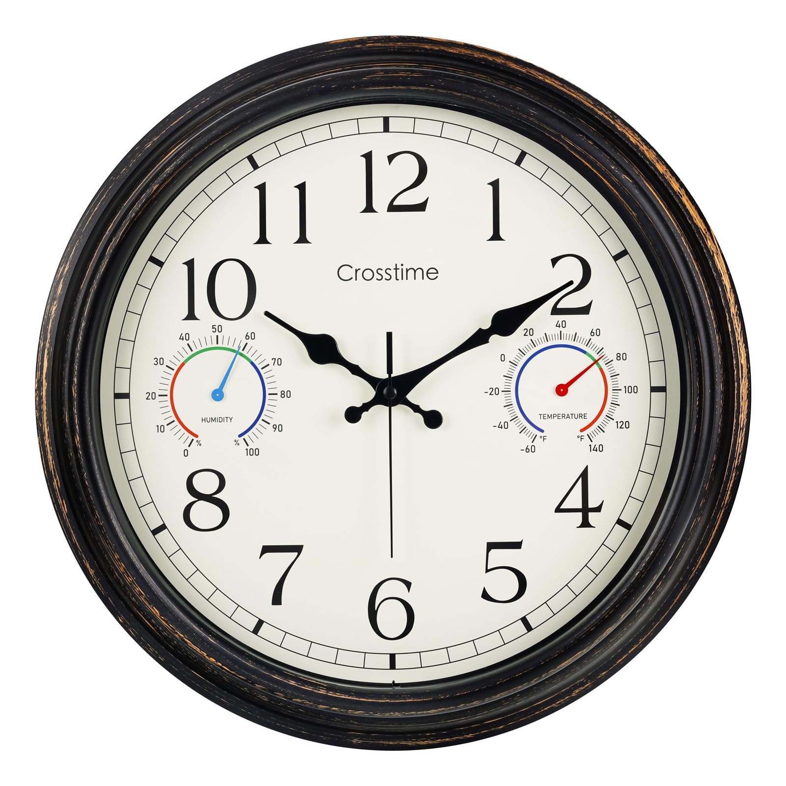 Crosstime 16-inch bronze wall clock front view