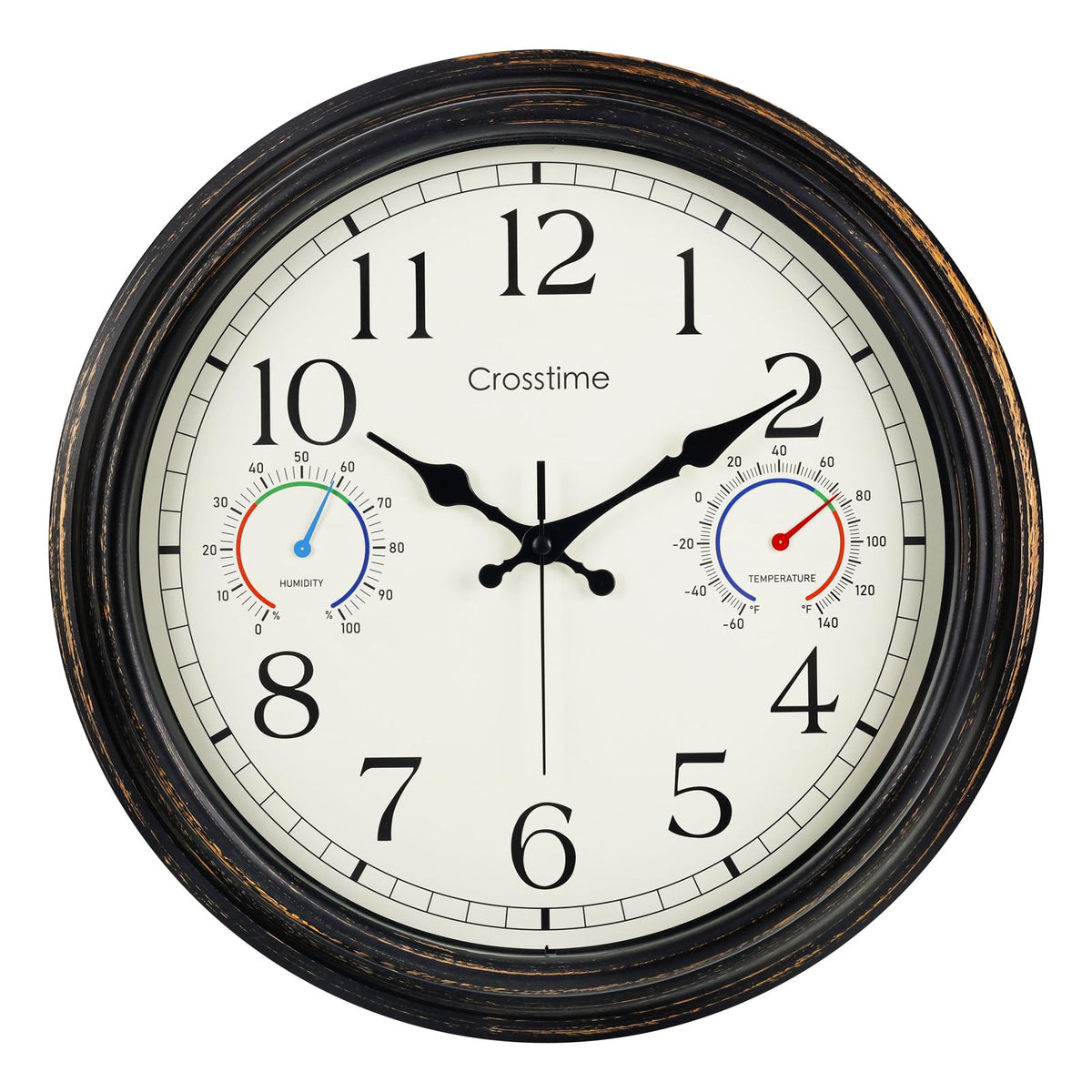 Crosstime 16-inch bronze wall clock front view