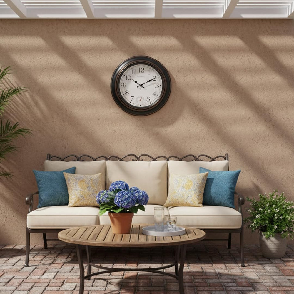 Crosstime 18-inch Retro Outdoor Wall Clock mounted on a garden wall
