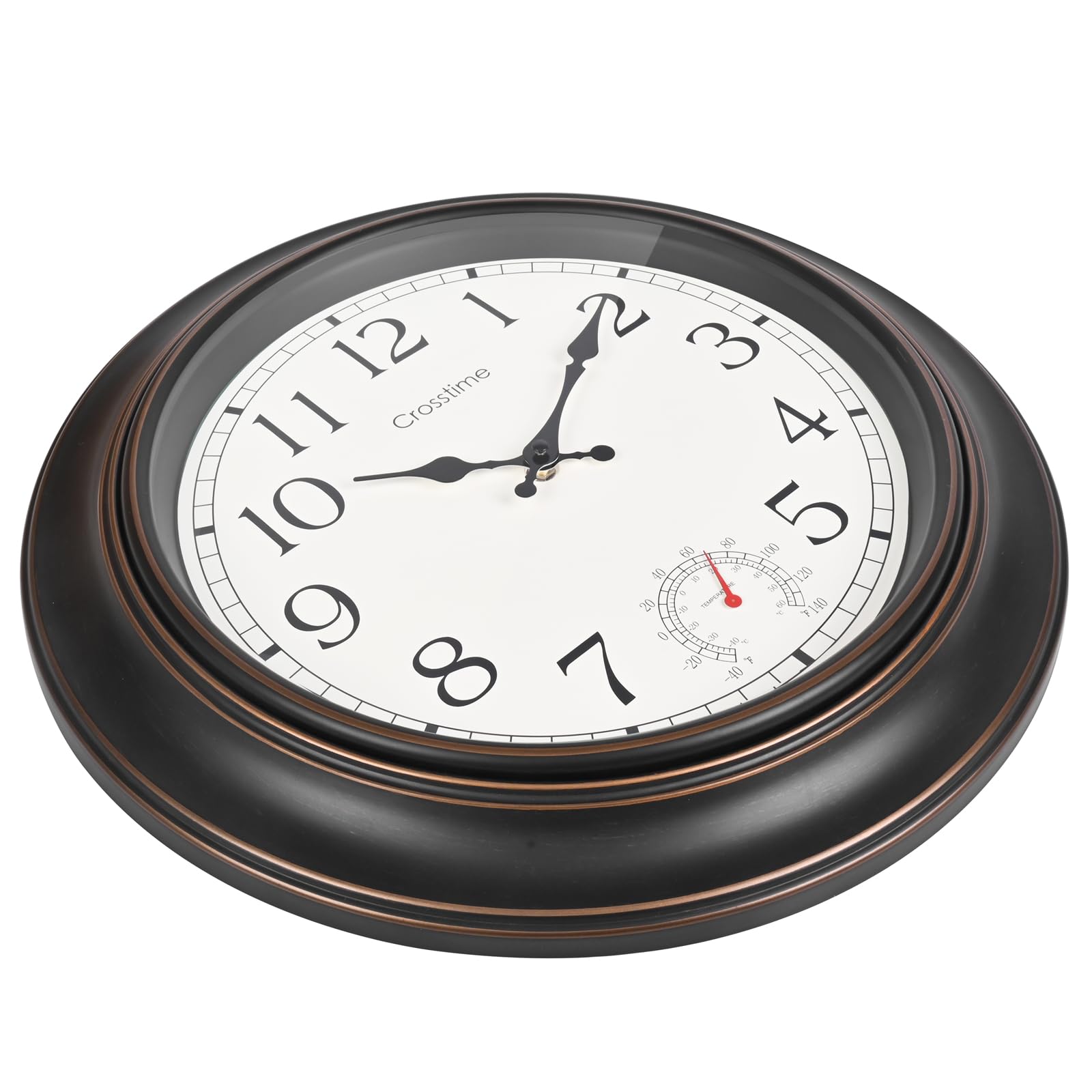 Crosstime 18-inch Retro Outdoor Wall Clock with visible waterproof feature