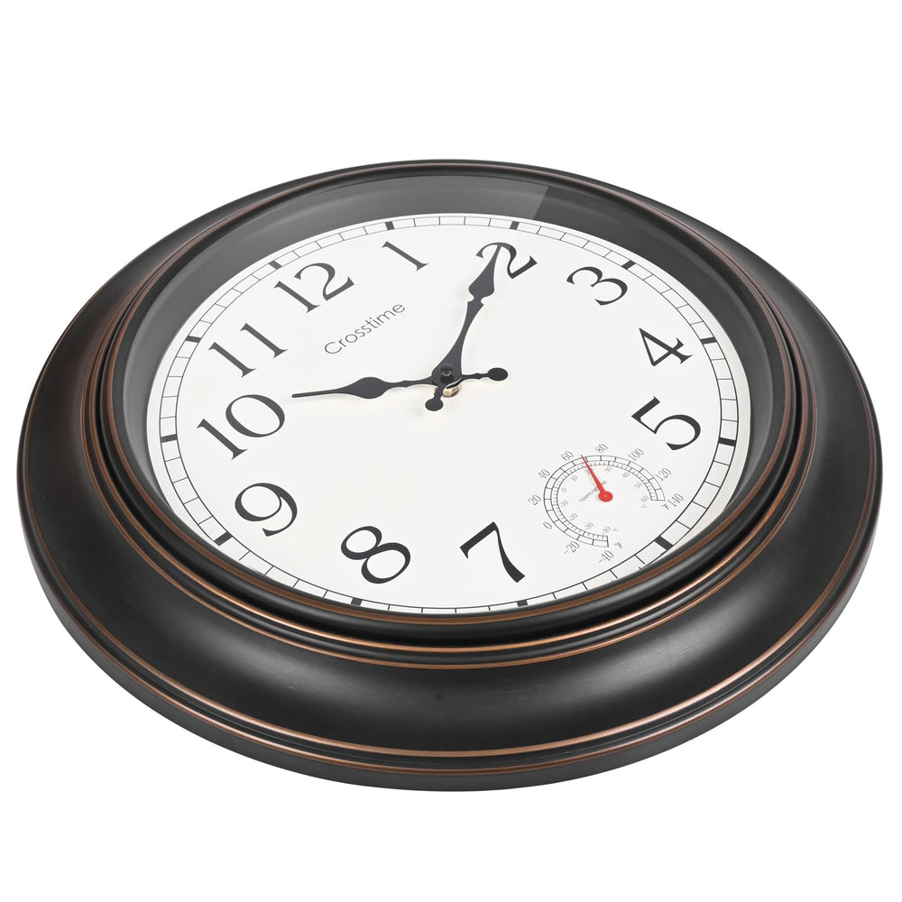 Crosstime 18-inch Retro Outdoor Wall Clock with visible waterproof feature