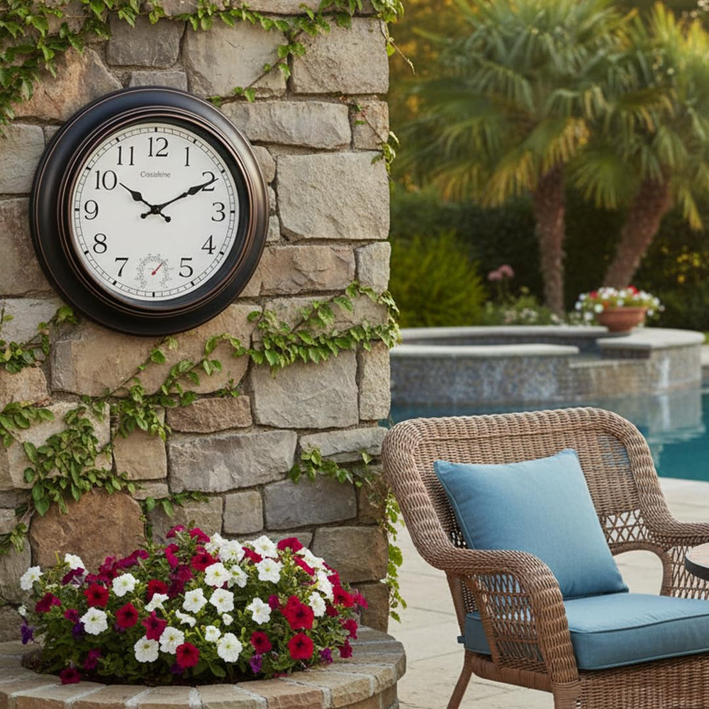 Crosstime Retro Outdoor Wall Clock displaying accurate time
