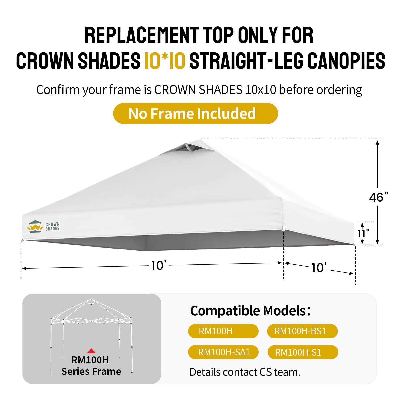 CROWN SHADES 10x10 canopy top with high peak roof and air vent