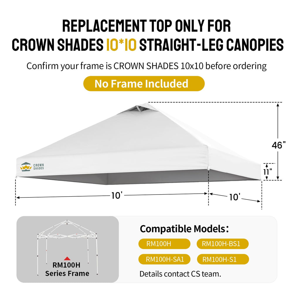 CROWN SHADES 10x10 canopy top with high peak roof and air vent