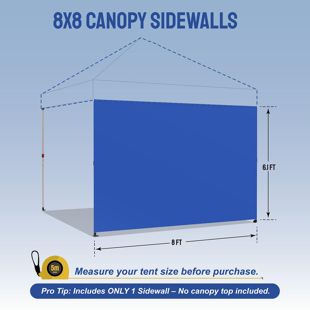 CROWN SHADES 8x8 Canopy Sidewall blue, side view