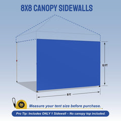 CROWN SHADES 8x8 Canopy Sidewall blue, side view
