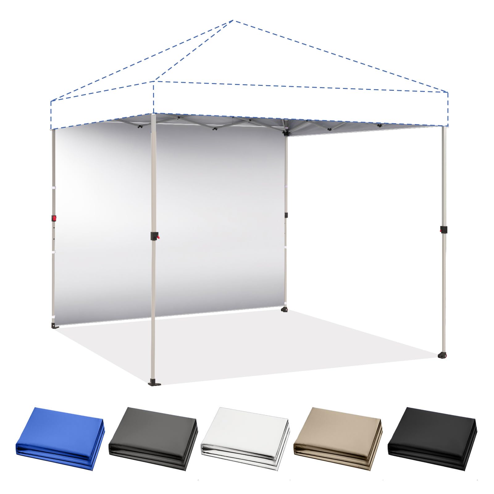 CROWN SHADES 8x8 canopy sidewall in white, front view