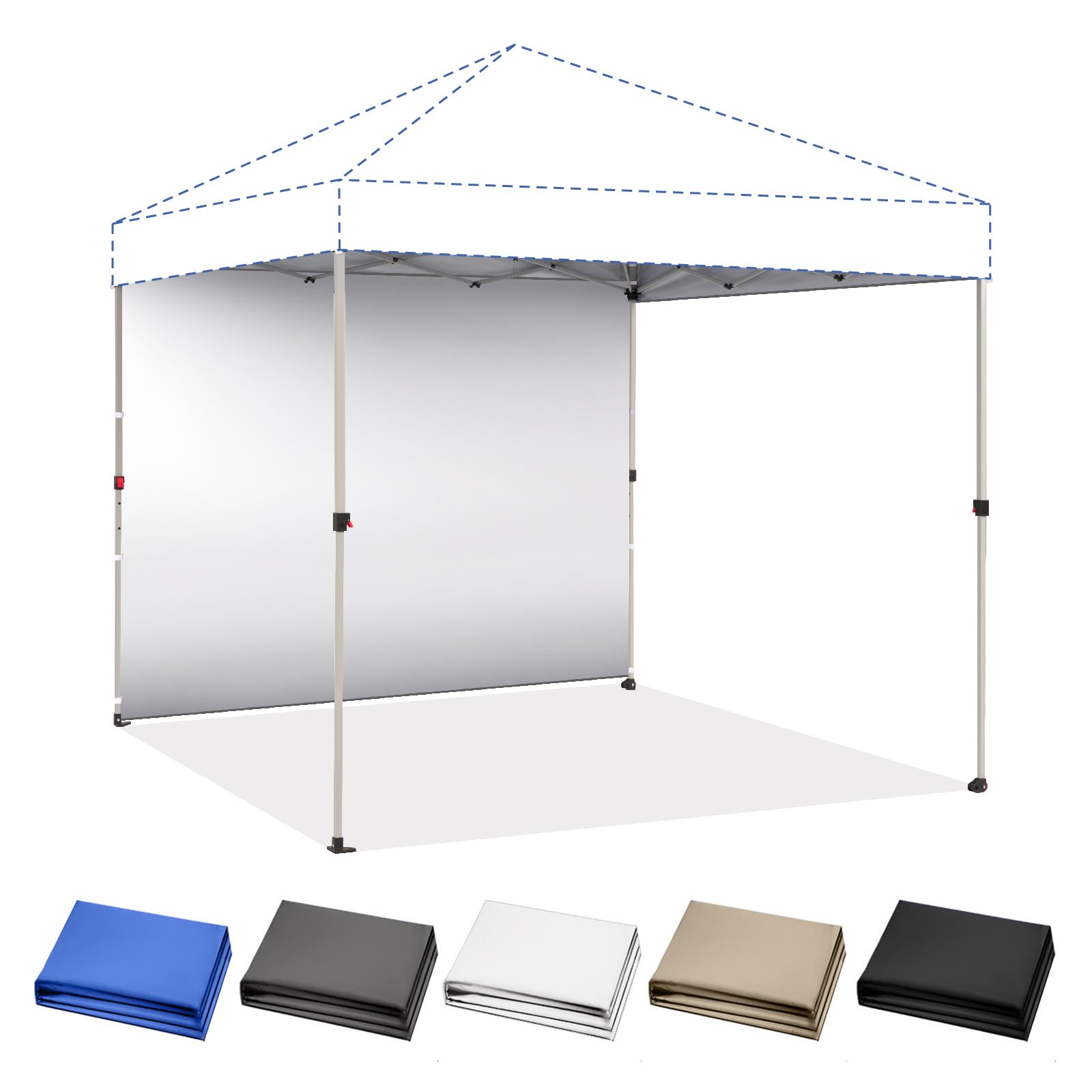 CROWN SHADES grey sidewall for 8x8 canopy tent, front view