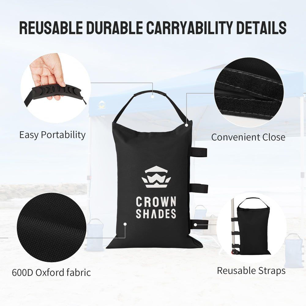 CROWN SHADES sand bag filled with sand side view