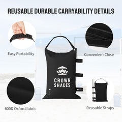 CROWN SHADES sand bag filled with sand side view