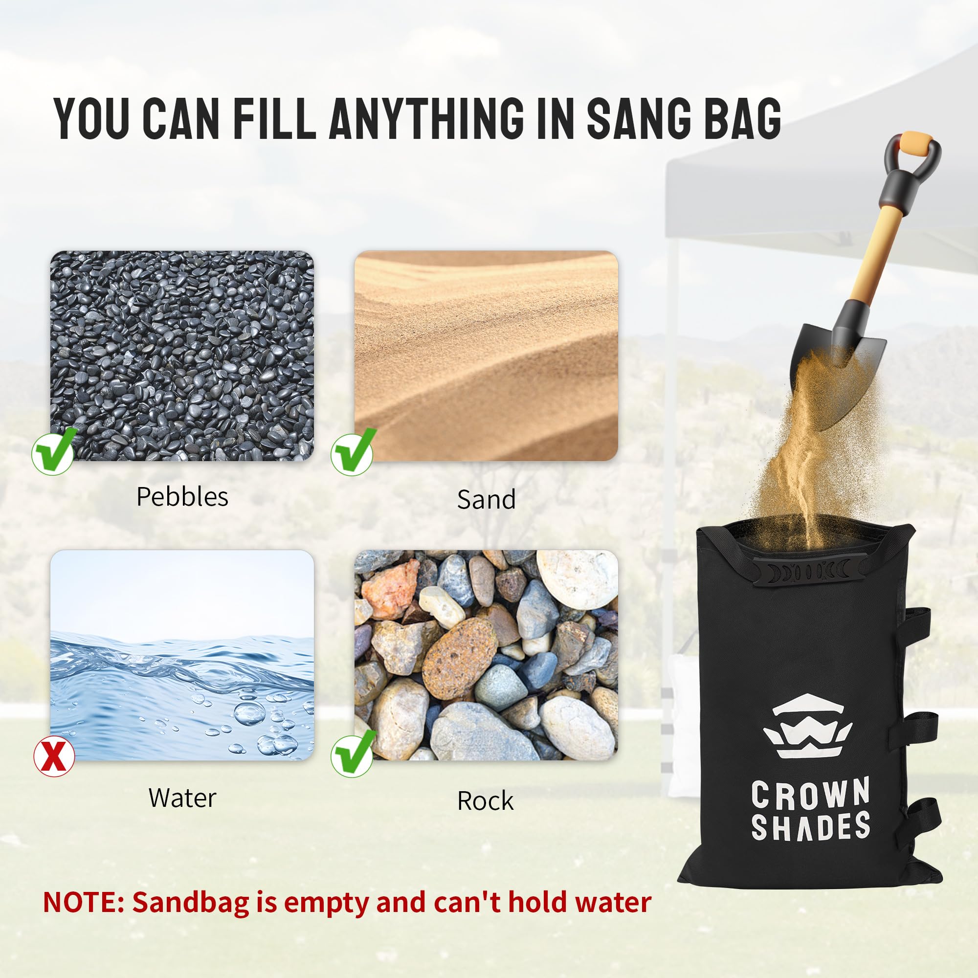 CROWN SHADES Sand Bags with carry handles for portability